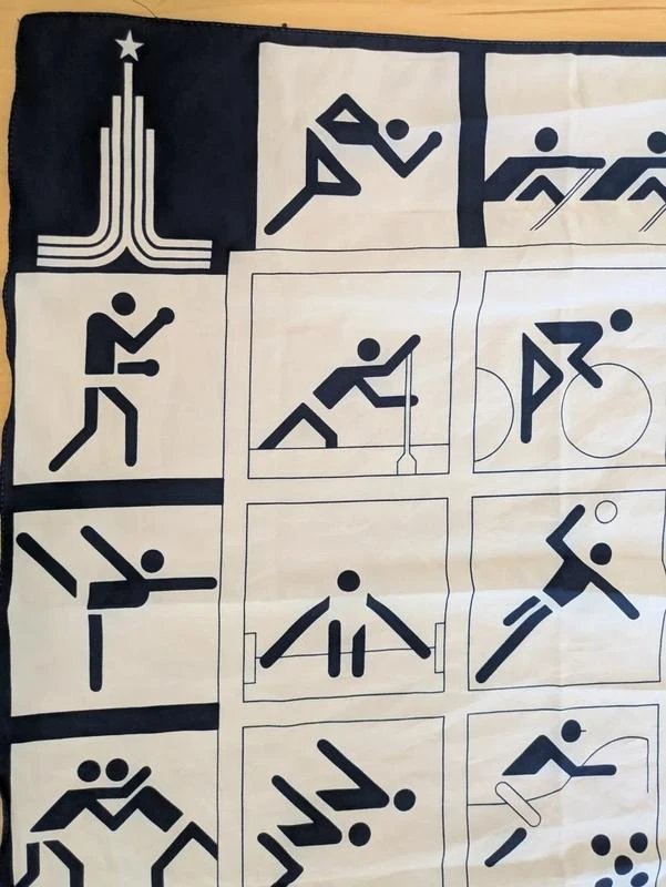 Lenço vintage dos jogos olímpicos de verão de 1980 Mobka 80 fabricação francesa – photo 3